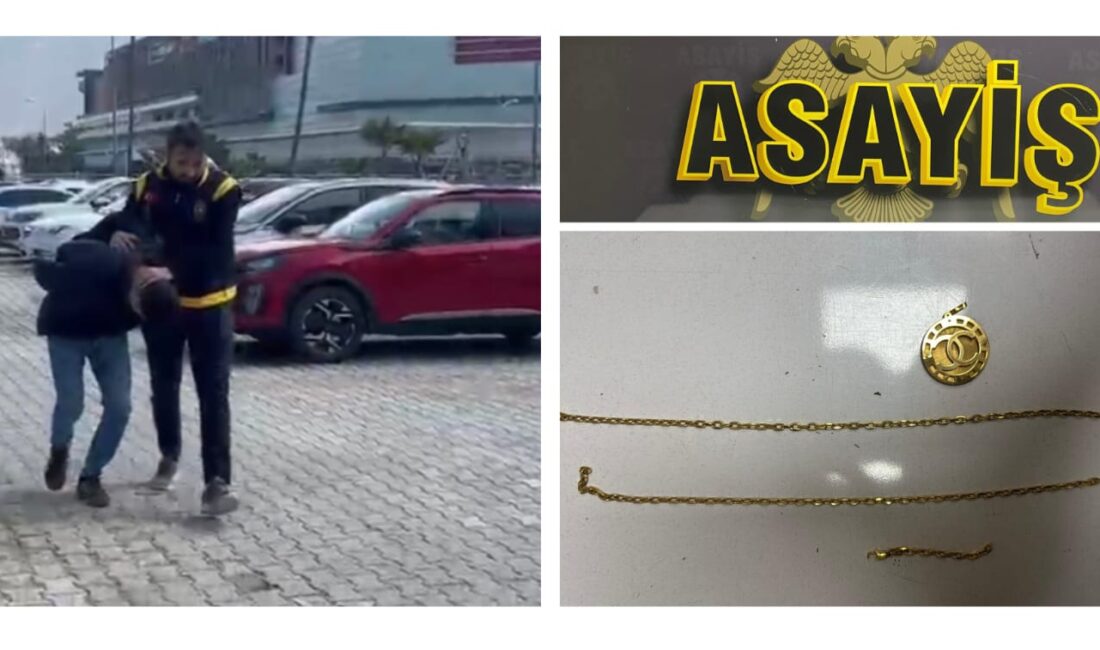&nbsp; İskenderun’da bir kadının boynundaki altın kolyeyi gasp ederek kaçan