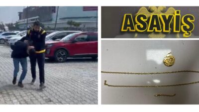 &nbsp; İskenderun’da bir kadının boynundaki altın kolyeyi gasp ederek kaçan