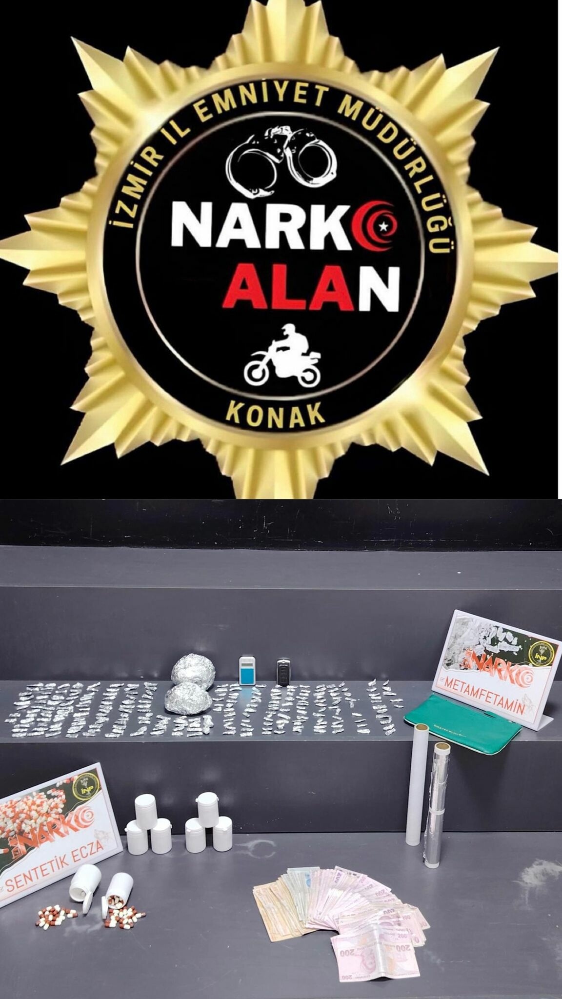 İzmir’in Konak ilçesinde zehir tacirlerine yönelik düzenlenen 3 ayrı operasyonda