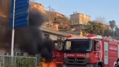 İSTANBUL – Beykoz’da seyir halindeyken motor kısmından dumanlar yükselen otomobil,