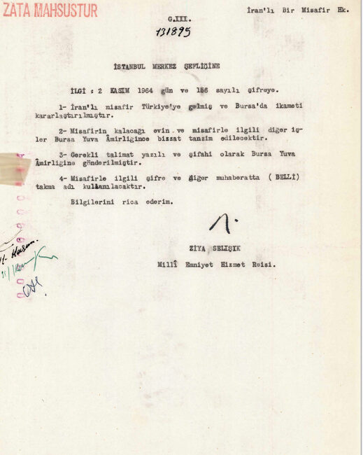 Milli İstihbarat Teşkilatı (MİT), İran Devrimi’nin lideri Ayetullah Humeyni’nin Türkiye’de