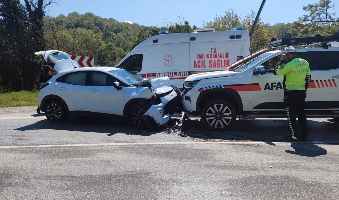 Sakarya’nın Sapanca ilçesinde, AFAD’a ait kamyonet ile bir otomobilin kafa