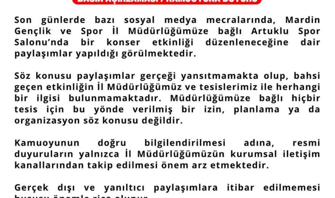 Mardin Gençlik ve Spor İl Müdürlüğü, son günlerde sosyal medyada