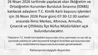 Bursluluk Sınavı İçin Nüfus Müdürlükleri Pazar Günü Açık Tutulacak Yalova