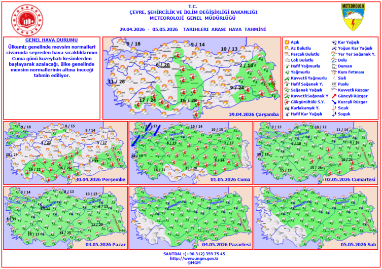 ANKARA / TEKHA Meteoroloji Genel Müdürlüğü (MGM), cuma gününden itibaren