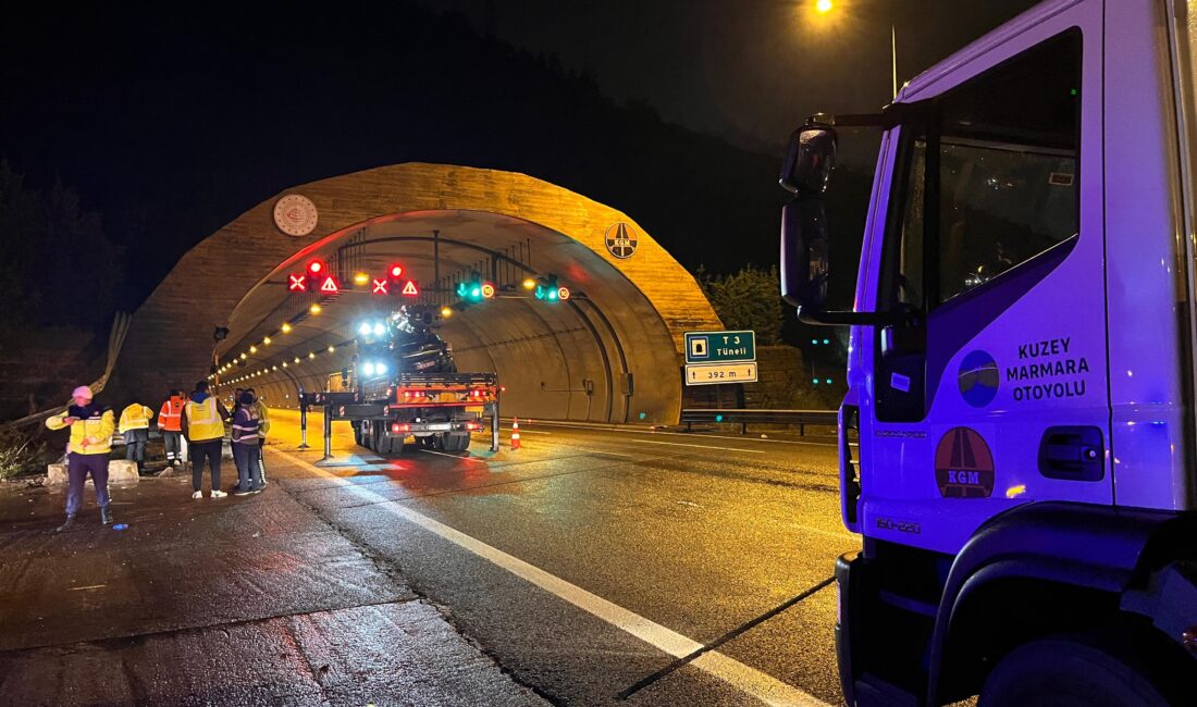 Kuzey Marmara Otoyolu’nun Kocaeli geçişinde kontrolden çıkan bir otomobilin tünel