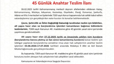   MALATYA / TEKHA Malatya Valiliği İl Afet ve Acil