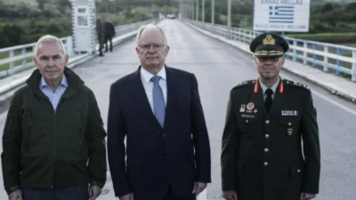 YUNANİSTAN / TEKHA Yunanistan Cumhurbaşkanı Konstandinos Tasulas, sınırın sıfır noktasına