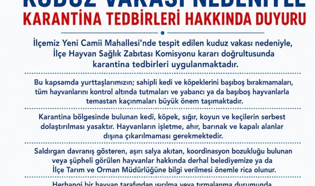 Van’ın Edremit ilçesinde tespit edilen kuduz vakası nedeniyle İlçe Hayvan