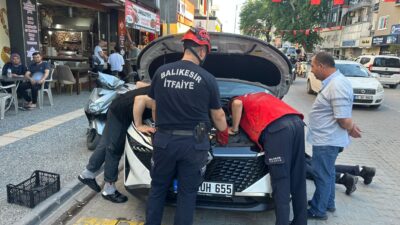 Balıkesir’in Edremit ilçesinde, peşi sıra üç farklı aracın motor kaputuna