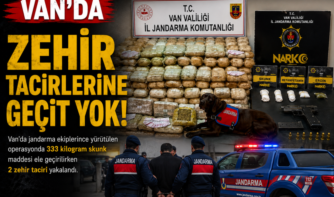 Van’da jandarma ekiplerince düzenlenen başarılı narkotik operasyonunda 333 kilogram skunk