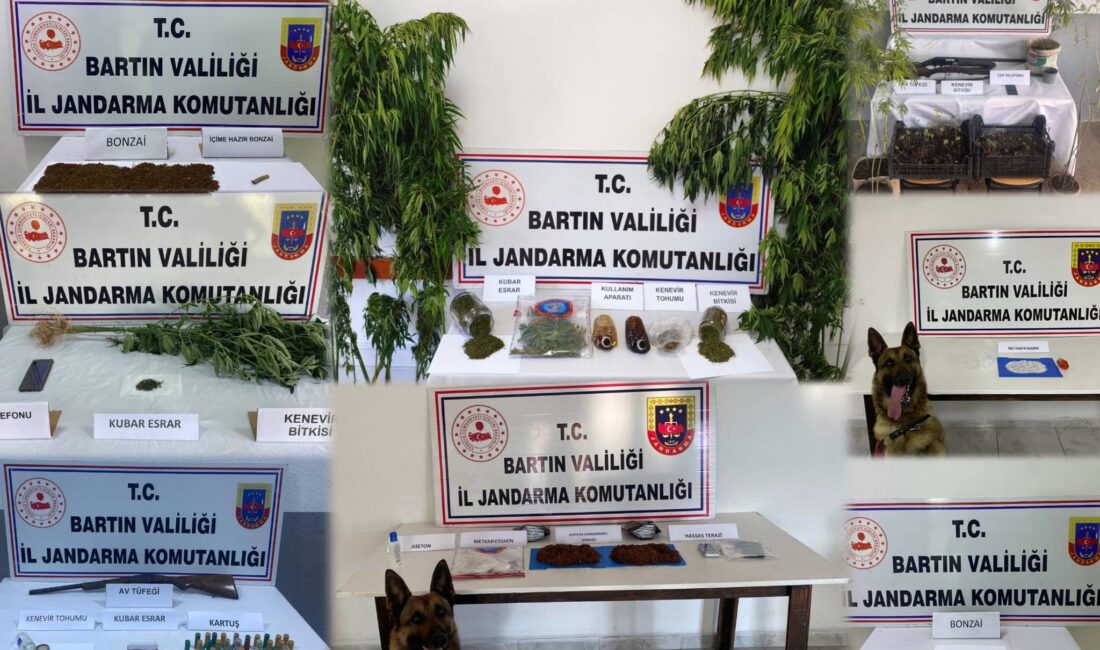 Bartın’da zehir tacirlerine yönelik gerçekleştirilen eş zamanlı baskınlarda 16 şüpheli