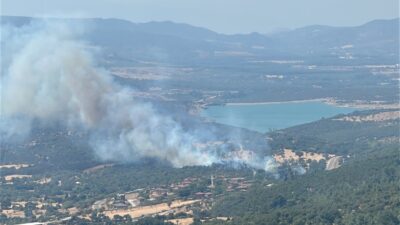 Çanakkale’nin Ayvacık ilçesine bağlı Dibekli köyü kırsalında çıkan yangın, ekiplerin