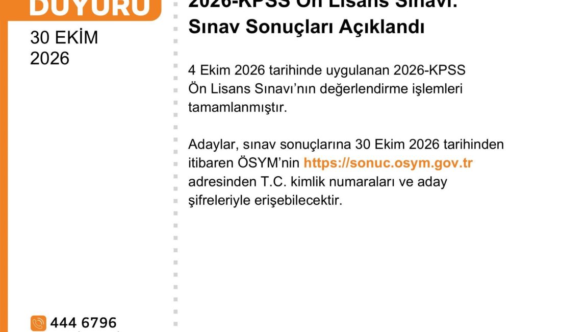 ANKARA / TEKHA Ölçme, Seçme ve Yerleştirme Merkezi (ÖSYM), 2026