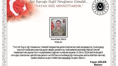 HAKKARİ / TEKHA Milli Savunma Bakanlığı (MSB), Hakkari’nin Yüksekova ilçesinde