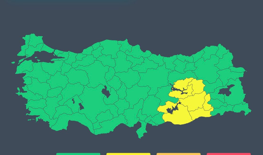 İçişleri Bakanlığı, Meteoroloji Genel Müdürlüğü verileri doğrultusunda yurdun güneydoğu, doğu,
