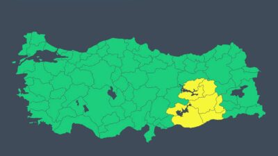 İçişleri Bakanlığı, Meteoroloji Genel Müdürlüğü verileri doğrultusunda yurdun güneydoğu, doğu,