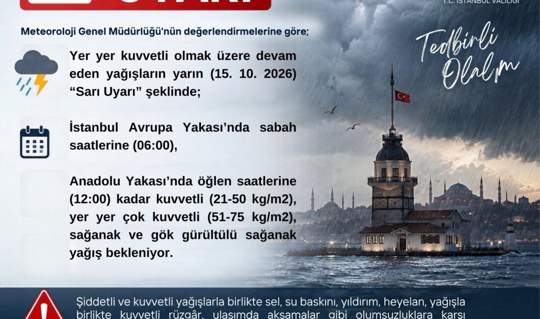 İstanbul Valiliği, Meteoroloji Genel Müdürlüğü verileri doğrultusunda kent genelinde etkisini