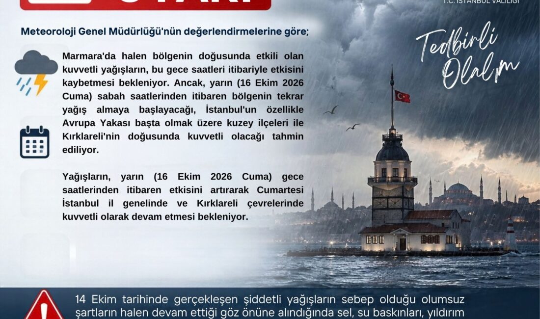 Meteoroloji Genel Müdürlüğü’nün son tahminlerine göre, Marmara Bölgesi’nin doğusunda süren