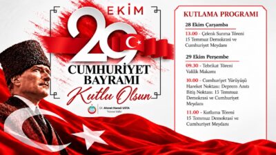 Yalova Valiliği, Cumhuriyetin 103. yıl dönümü dolayısıyla düzenlenecek 29 Ekim