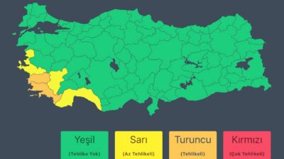 İçişleri Bakanlığı, meteorolojik veriler doğrultusunda birçok il için kuvvetli yağış