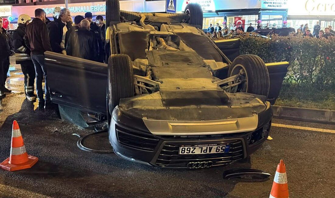 TEKİRDAĞ / TEKHA Tekirdağ’ın Çorlu ilçesinde sürücüsünün kontrolünden çıkan otomobil,