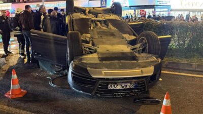 TEKİRDAĞ / TEKHA Tekirdağ’ın Çorlu ilçesinde sürücüsünün kontrolünden çıkan otomobil,