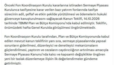Cumhurbaşkanı Yardımcısı Cevdet Yılmaz başkanlığında toplanan Fon Kurulu, tasfiye sürecindeki