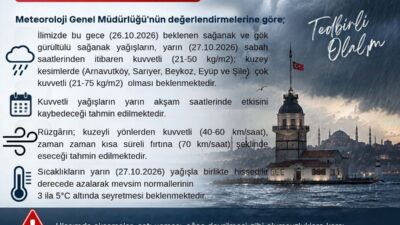 Meteoroloji Genel Müdürlüğü tarafından yapılan son değerlendirmeler ışığında İstanbul Valiliği,