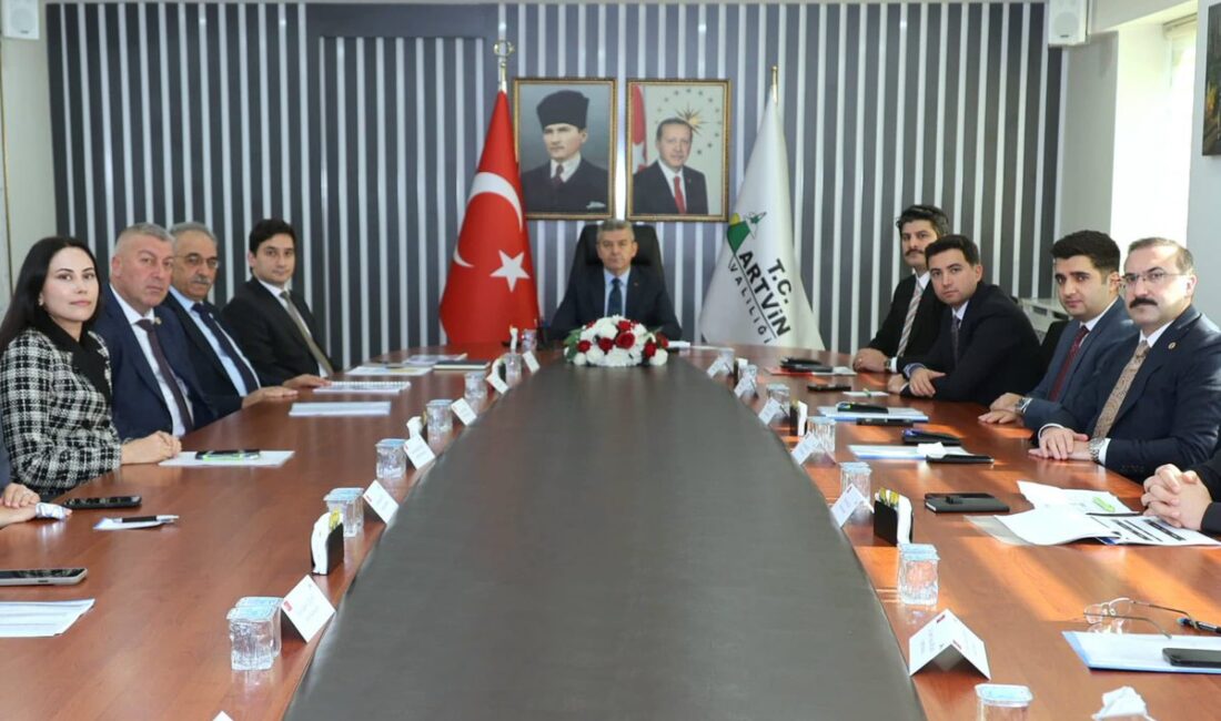 Artvin Valiliği toplantı salonunda, Köylerin Altyapısını Destekleme Projesi (KÖYDES) kapsamında