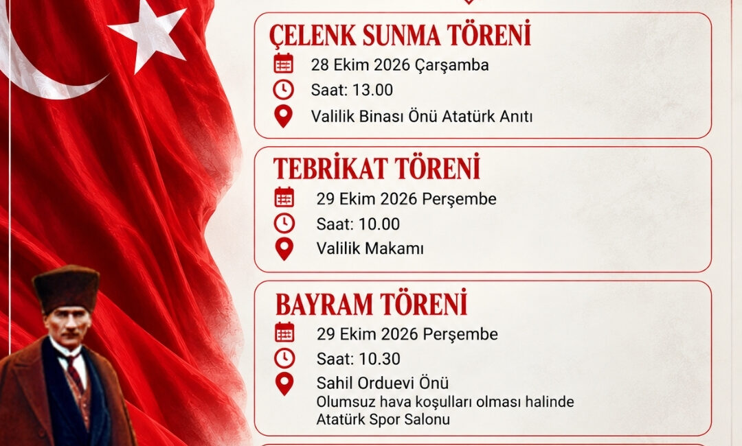 Tekirdağ Valiliği, Türkiye Cumhuriyeti’nin kuruluşunun 103’üncü yıl dönümü olan 29