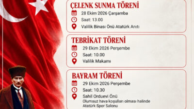 Tekirdağ Valiliği, Türkiye Cumhuriyeti’nin kuruluşunun 103’üncü yıl dönümü olan 29