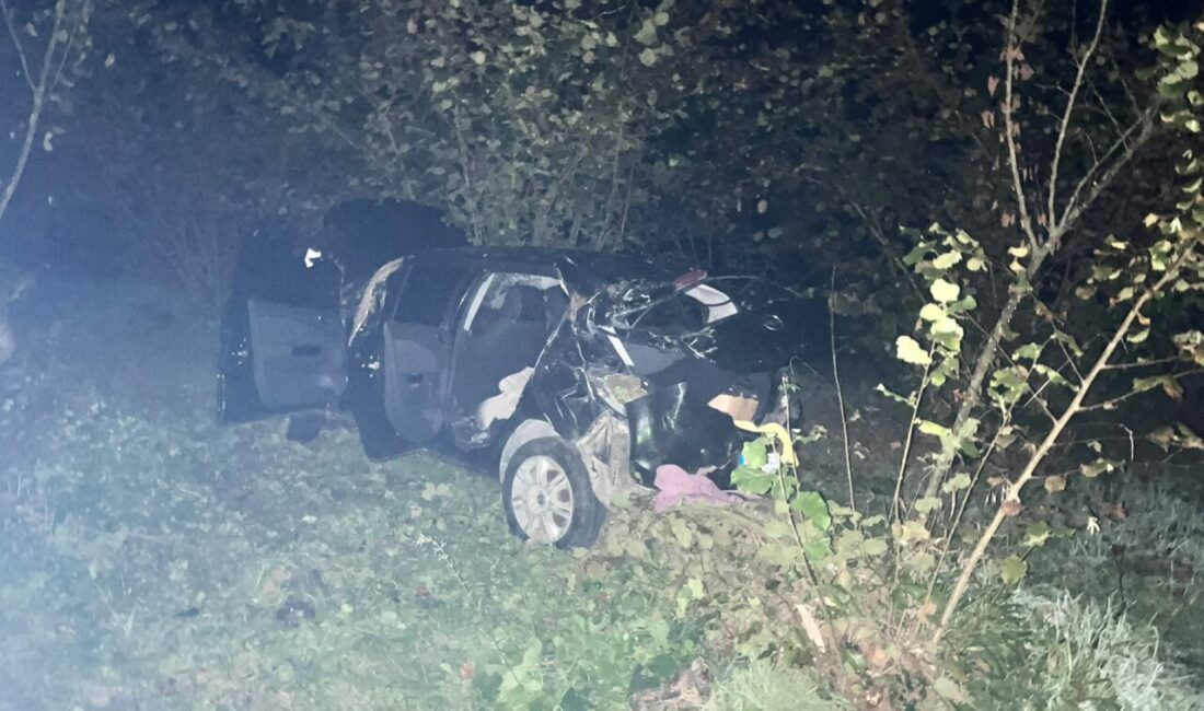 Zonguldak’ın Ereğli ilçesinde kontrolden çıkan otomobilin yaklaşık 30 metre yükseklikten